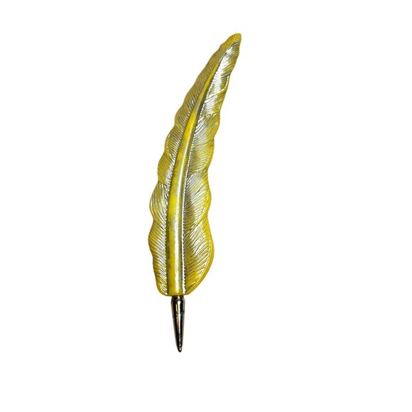 Vintage Avon Glass Ink Bottle With Yellow Feather Quill Pen Set - Empty - Picture 7 of 9